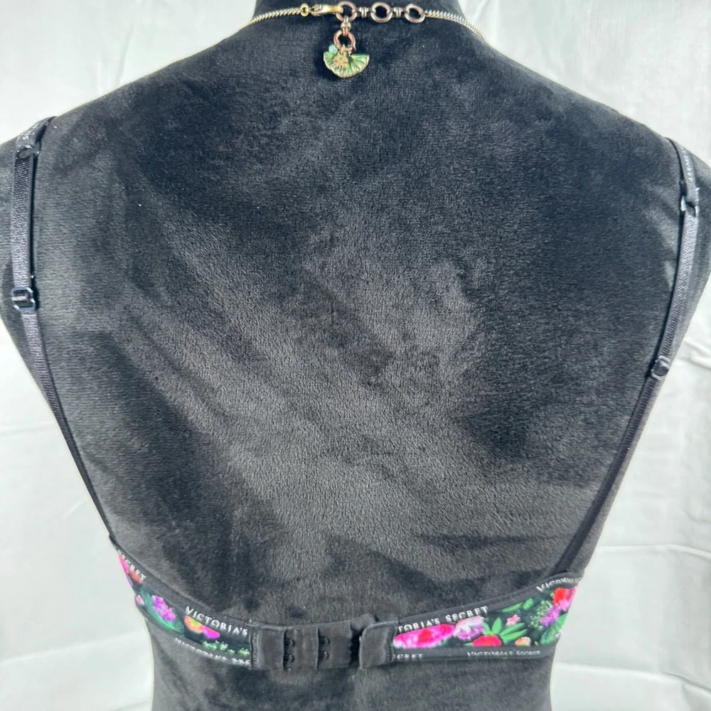 Victoria Secret Women's T-Shirt Push-Up Full Coverage Bra 32B Black Floral